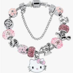 Pink Hello Kittyty full charm bracelet with barrel clasp